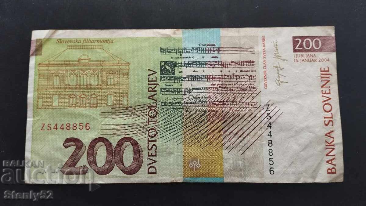 Bancnotă slovenă 200 tolarji cu preț € 2.00 | 3.91 BGN Bancnotă slovenă 200 tolarji cu preț € 2.00 | 3.91 BGN