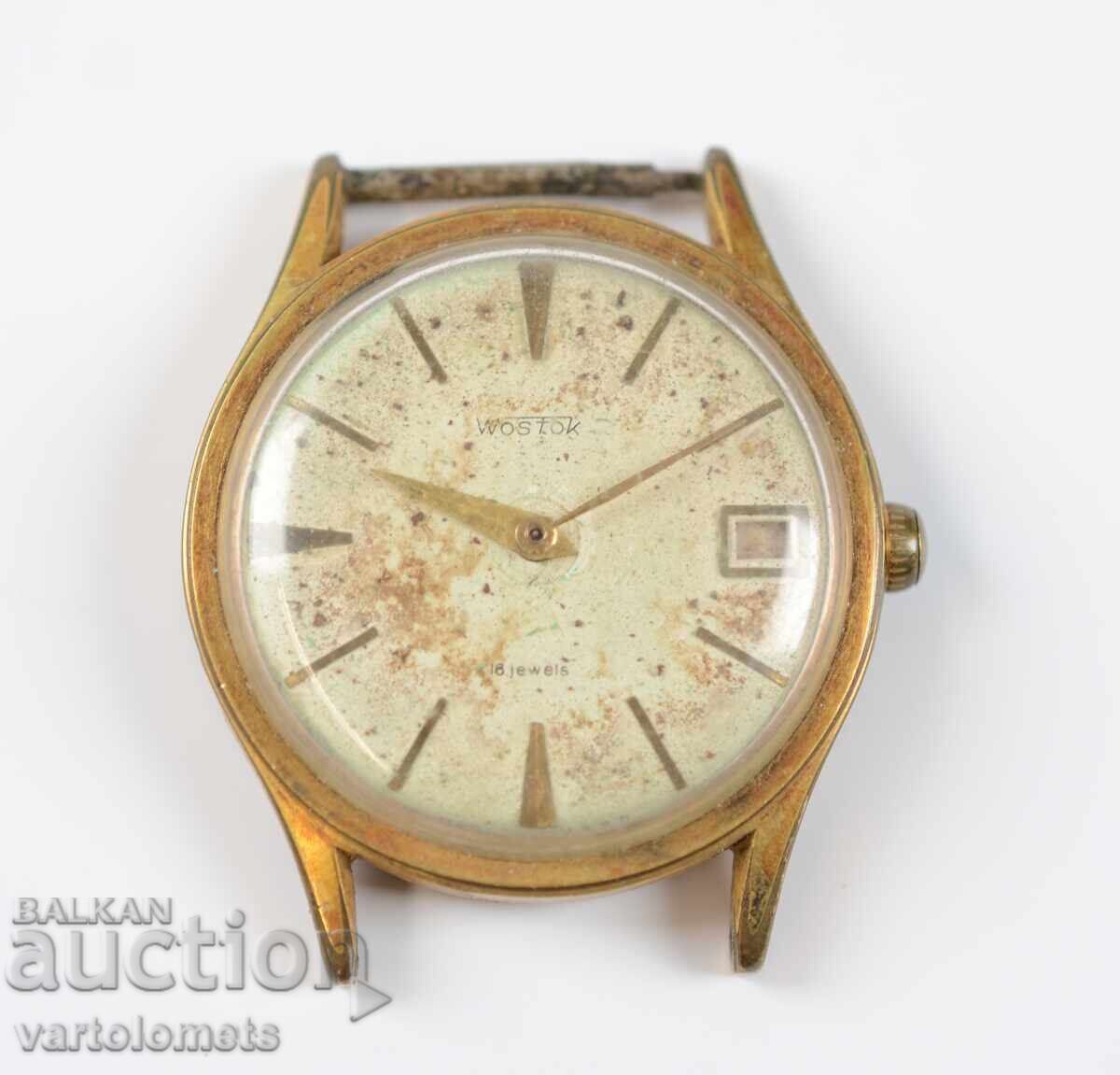 Мъжки часовник ВОСТОК СССР с позлата 20 Мк -  не работи