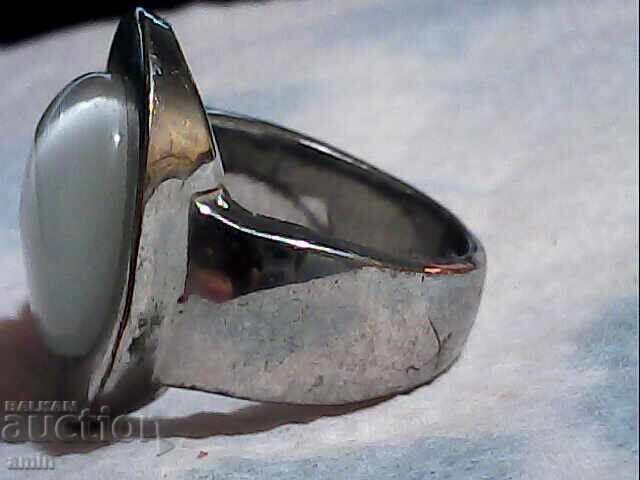 Auction Silver-plated massive Preston with moonstone Auction Silver-plated massive Preston with moonstone