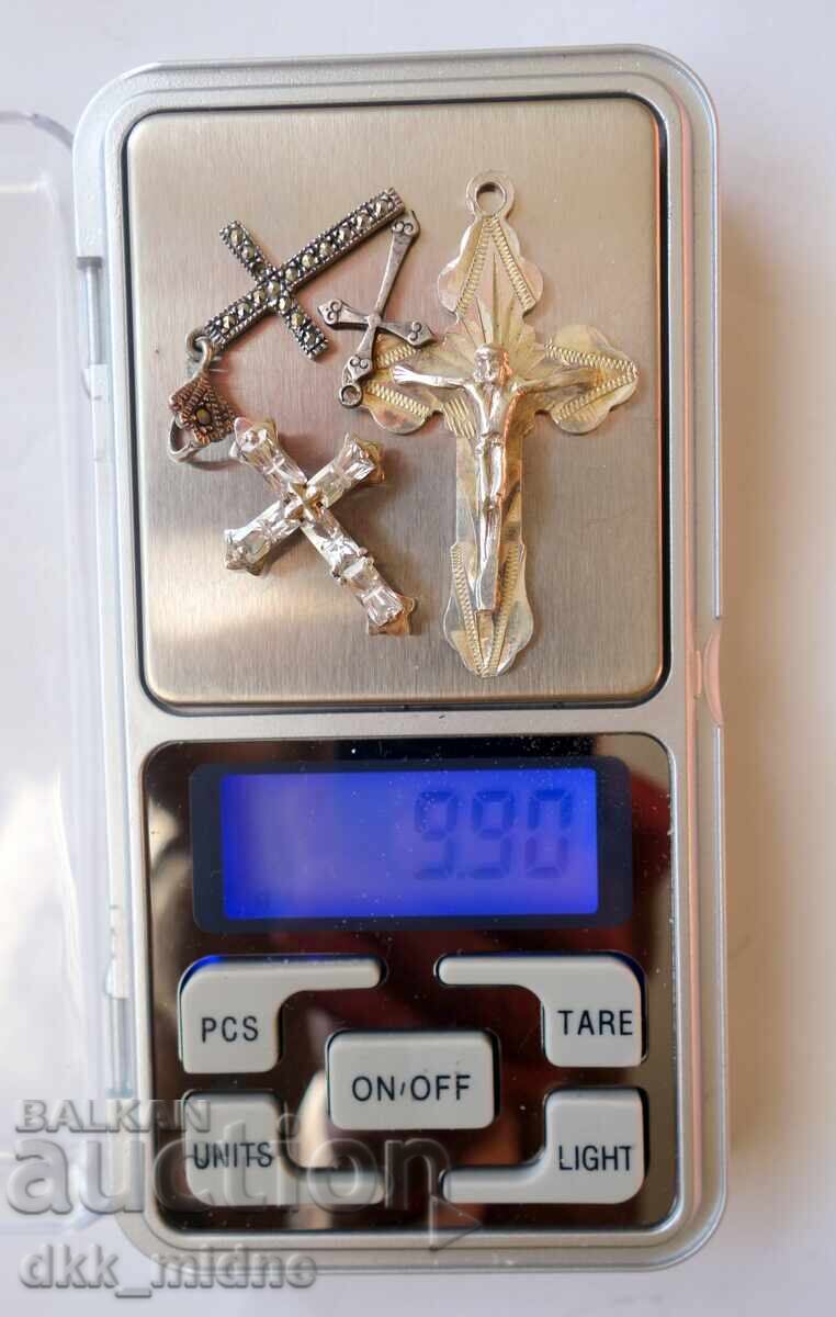 Delivery of Four old silver crosses - lot