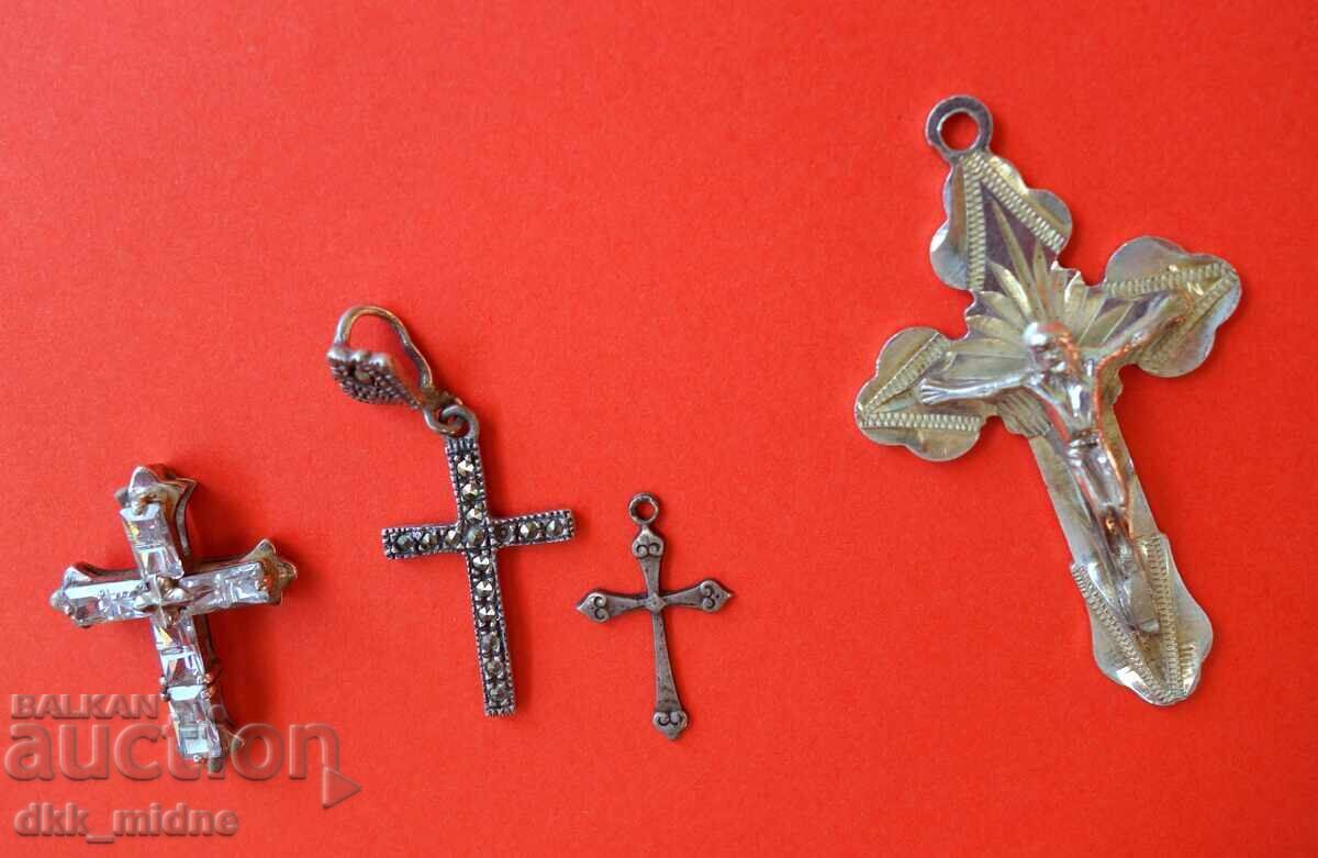 Four old silver crosses - lot - 5