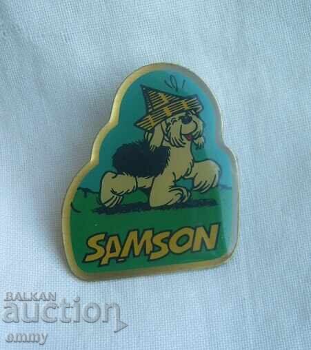 Значка - телевизионен герой куче Samson, Белгия, 1990 г Значка - телевизионен герой куче Samson, Белгия, 1990 г