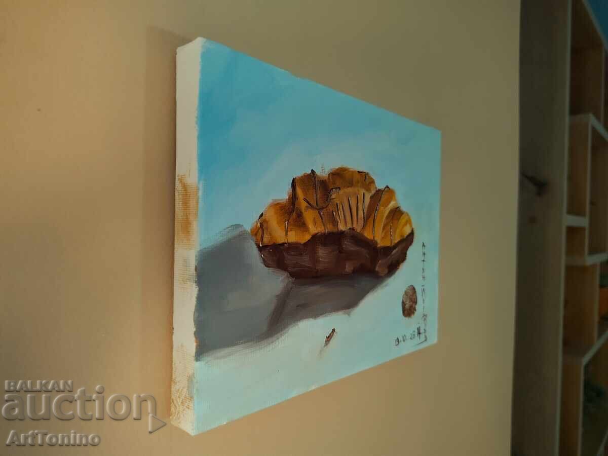 Livrarea Pictură în ulei - Natură statică - Croissant - Artist Anton Yordanov