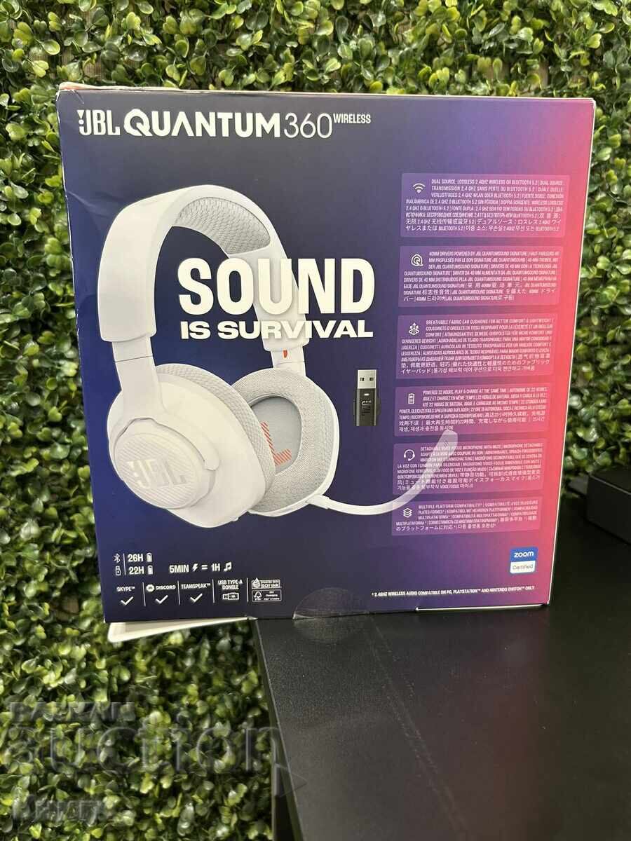 Auction JBL QUANTUM 360 Wireless WHITE Headphones - new Auction JBL QUANTUM 360 Wireless WHITE Headphones - new
