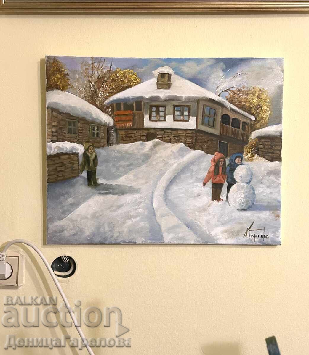 Denitsa Garelova tablou 50/40 „Om de zăpadă” cu preț € 86.92 | 170.00 BGN