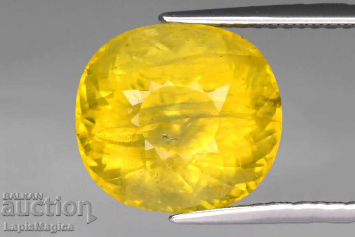 Естествен жълт апатит 8.12ct 11.8x11mm cushion шлифовка Естествен жълт апатит 8.12ct 11.8x11mm cushion шлифовка
