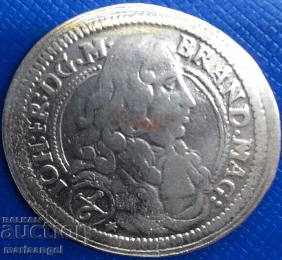 Brunswick-Wolfenbüttel Ansbach 1/6 Thaler 1678 Johann Friedrich Small Head