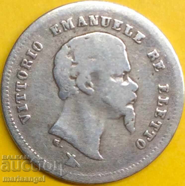 Livrarea 50 centesimi 1860 Italia F - Florența argint