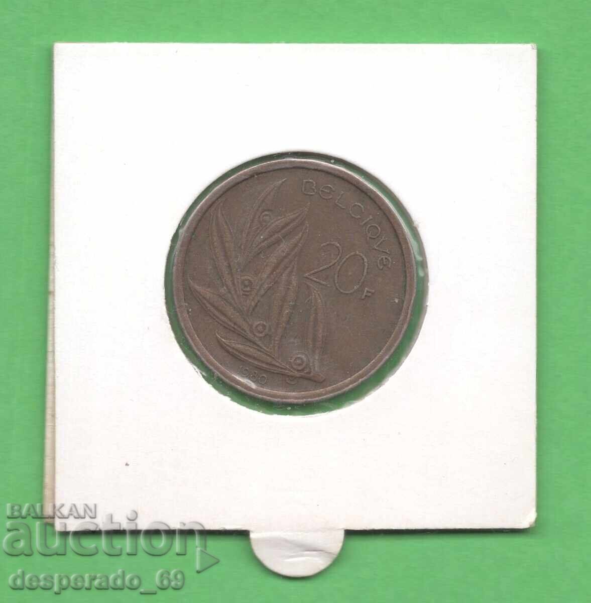 (¯`'•.¸ 20 francs 1980 BELGIUM ¸.•'´¯)