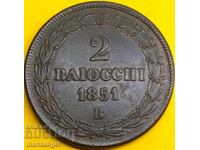 2 байочи 1851 Ватикан Пий IX бронз