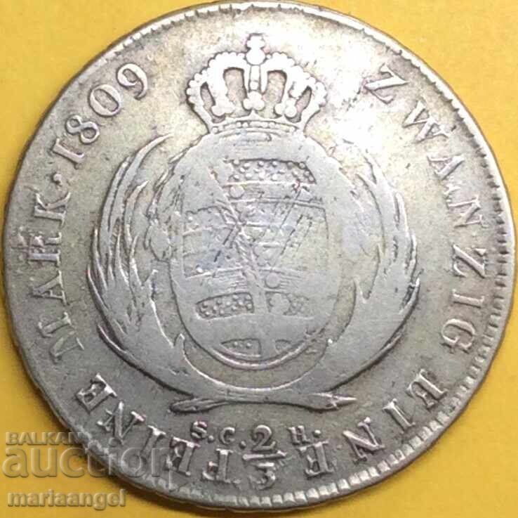 2/3 Талер 1809 Германия Саксония (20 Марки) сребро - 5
