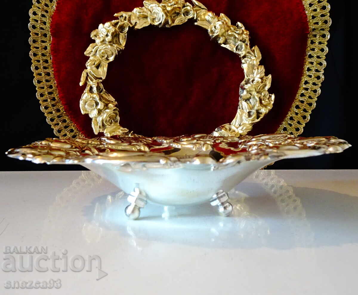 Ασημένια φρουτιέρα, επιχρύσωση, μπαρόκ στολίδια με τιμή € 23.01 | 45.00 BGN