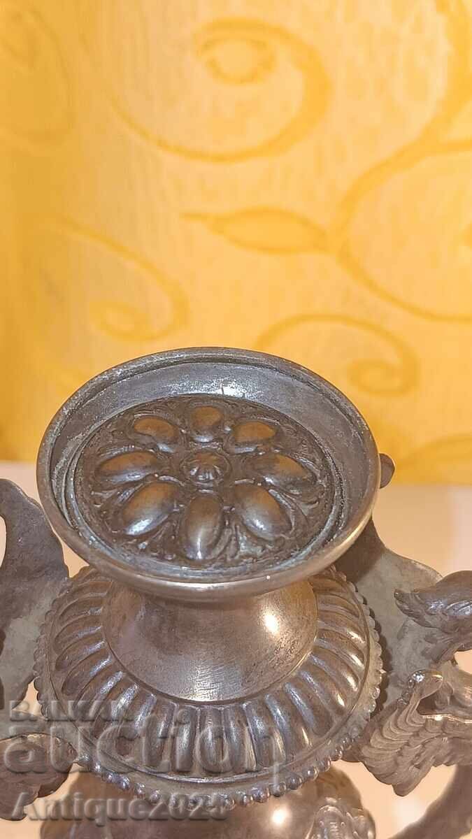 Elegant antique silver candlestick, 800 grade, 222 g - 6