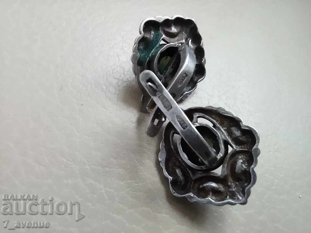 Ασημένια σκουλαρίκια με φυσικό Νεφρίτη ΕΣΣΔ 17.12.25 - 5