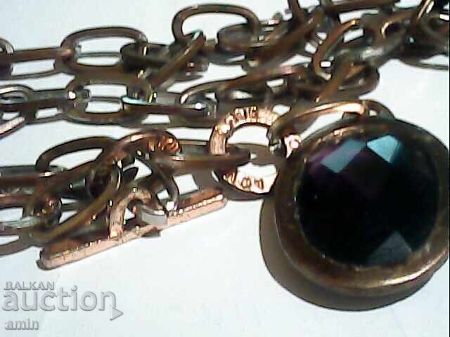 Old silver pendant with a large amethyst stone - 5