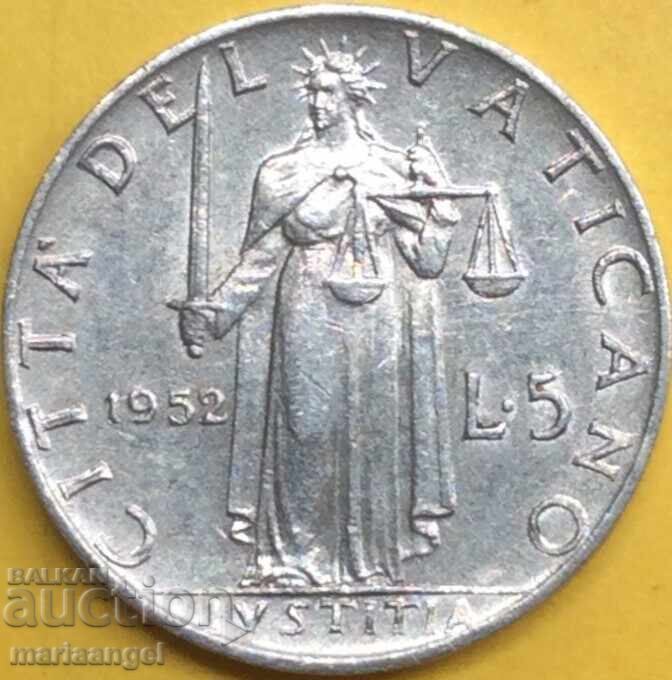 Licitație 5 Lire 1952 Vatican
