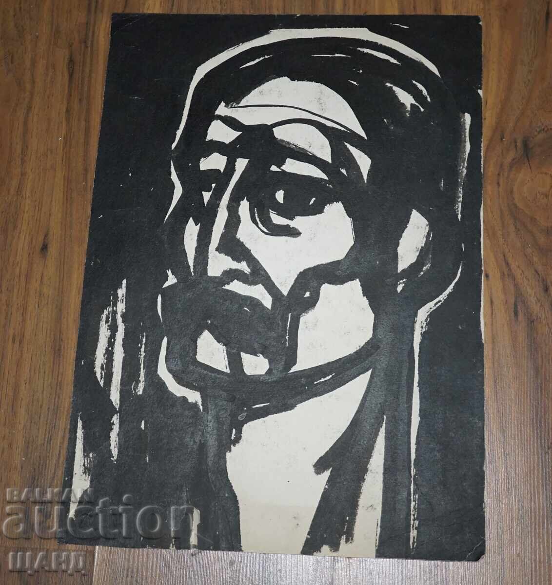 Παλιά Μαεστρική Σχέδιο με μελάνι, γραφικό πορτρέτο άνδρα