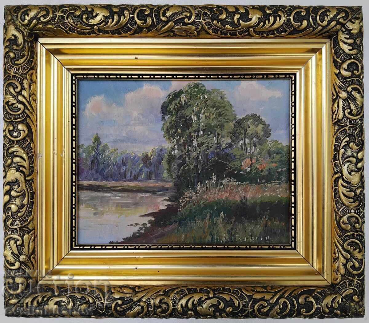 Доставка на Стара маслена картина рисувана с маслени бои върху платно Доставка на Стара маслена картина рисувана с маслени бои върху платно