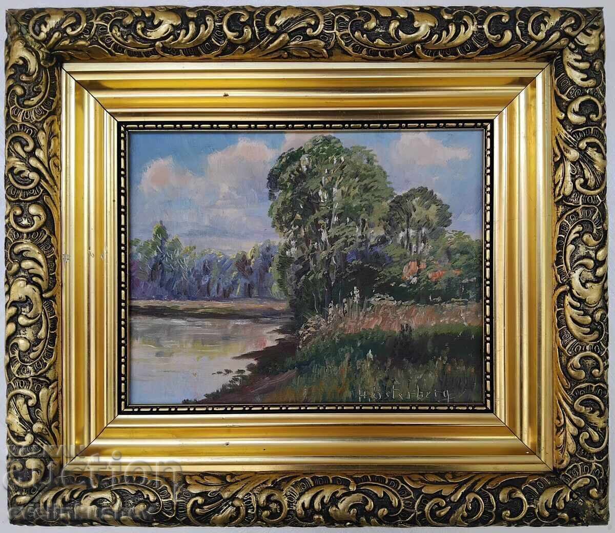 Стара маслена картина рисувана с маслени бои върху платно - 5 Стара маслена картина рисувана с маслени бои върху платно - 5