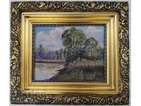 Old oil painting painted with oil paints on canvas