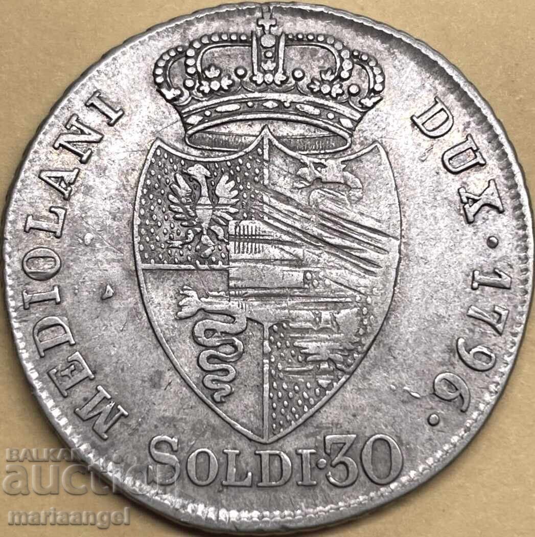 Livrarea 30 soldini 1796 Austria pentru Italia M-Milano Franz II Habsburg R Livrarea 30 soldini 1796 Austria pentru Italia M-Milano Franz II Habsburg R