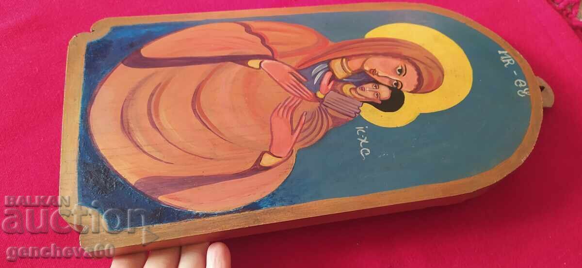 Hand-painted icon on wood, Virgin Mary with the Child - 6