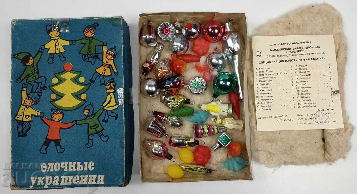 Jucării din sticlă și plastic SOCIALISTE, BRAD DE CRĂCIUN, AN NOU, CRĂCIUN