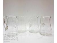 4 стъклени канички с гравирани флорални мотиви