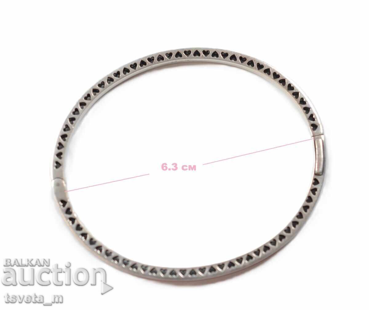 Ασημένιο βραχιόλι PANDORA 925 με ροζ σμάλτο και πετράδια - 6