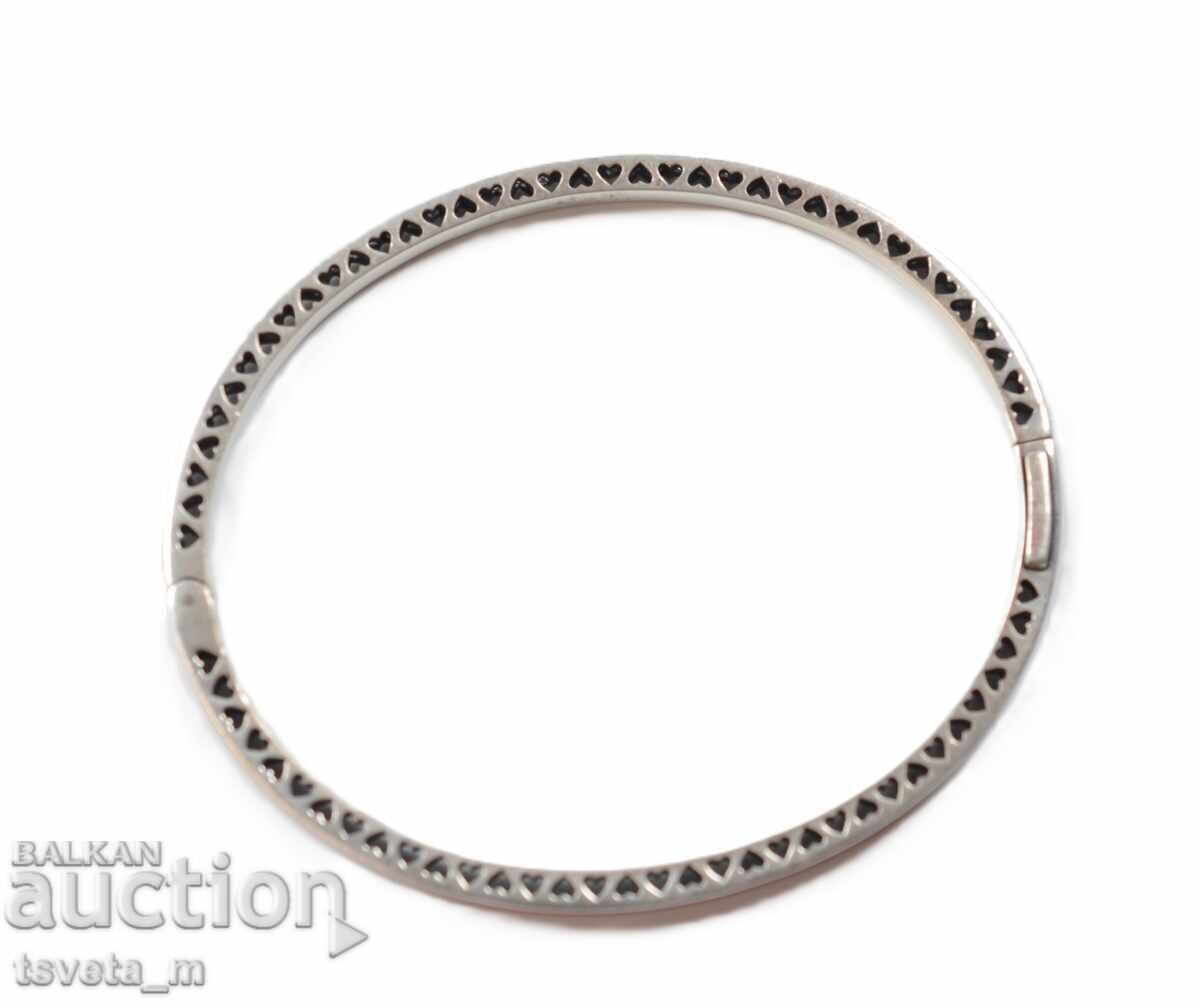 Ασημένιο βραχιόλι PANDORA 925 με ροζ σμάλτο και πετράδια