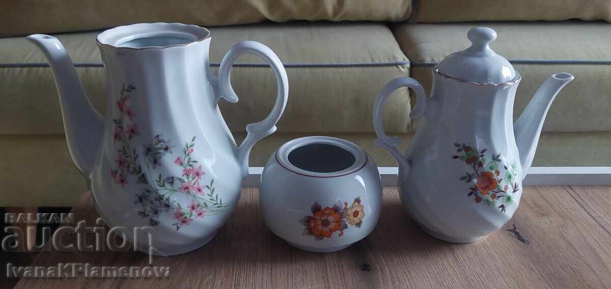 Bulgaria Porcelain: Two Pitchers and a Sugar Bowl for Collectors