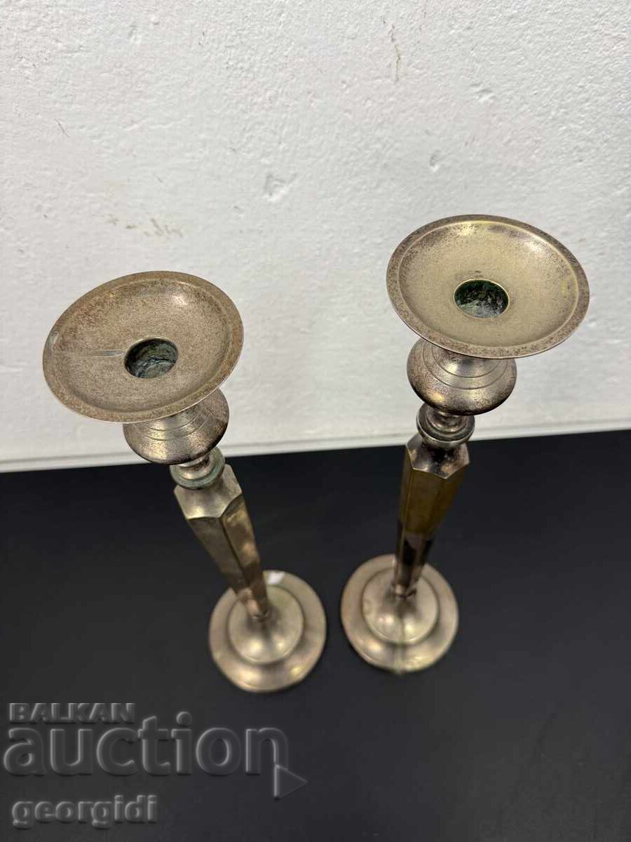 Pereche de sfeșnice din bronz argintat. №7772 - 5