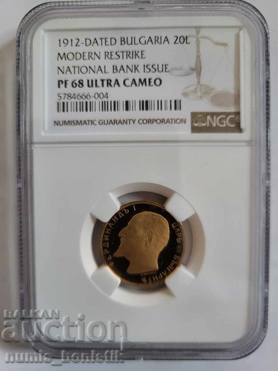 Auction  20 Leva 1912 PF 68 ULTRA CAMEO Restrike