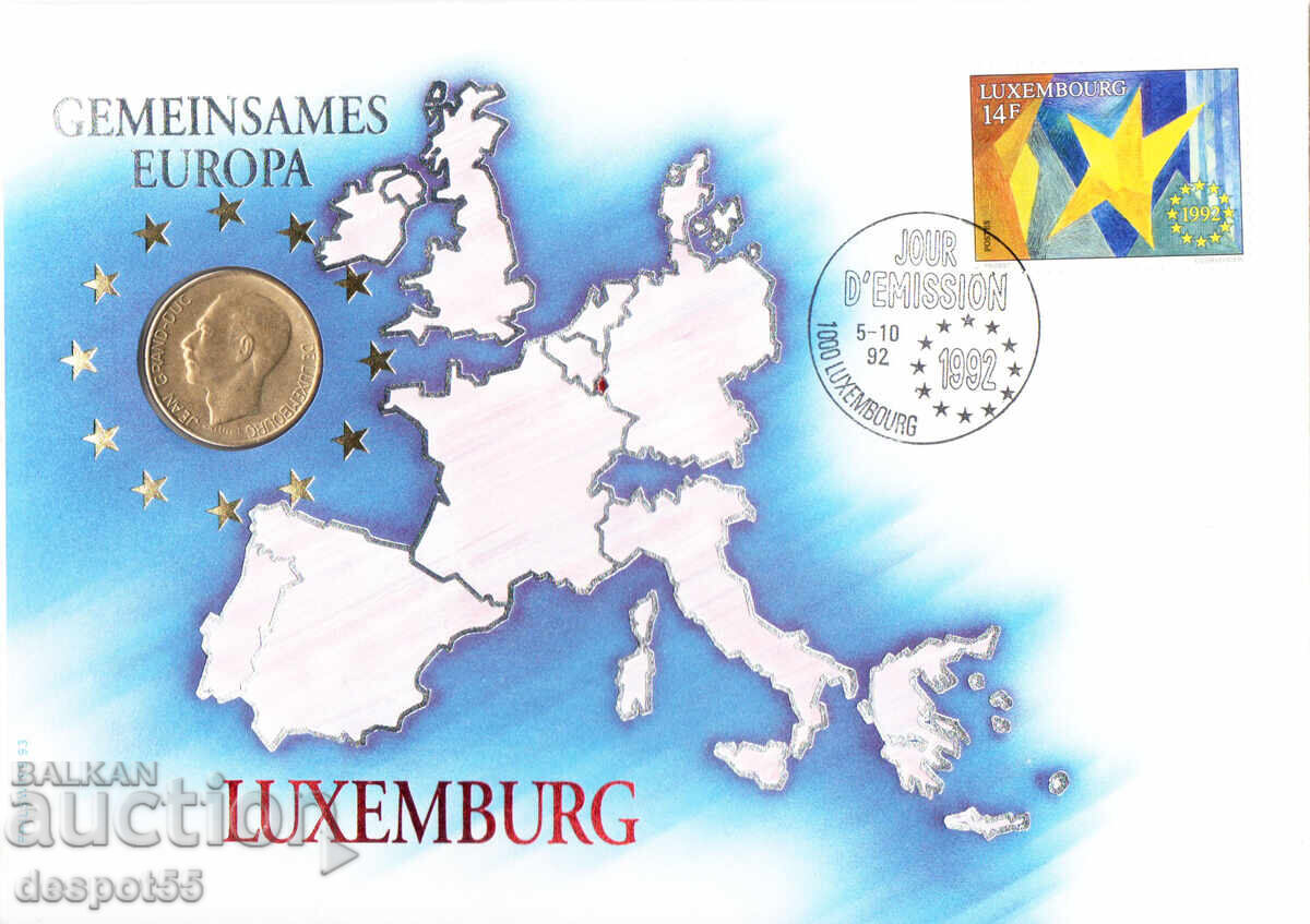 1992. Luxemburg. Plic numismatic - franc luxemburghez 1992. Luxemburg. Plic numismatic - franc luxemburghez