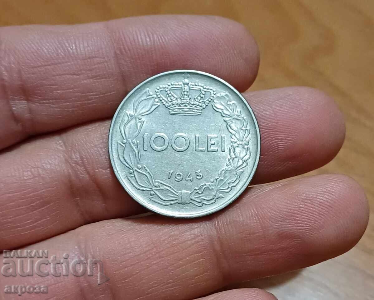 100 леи Румъния 1943 с гланца