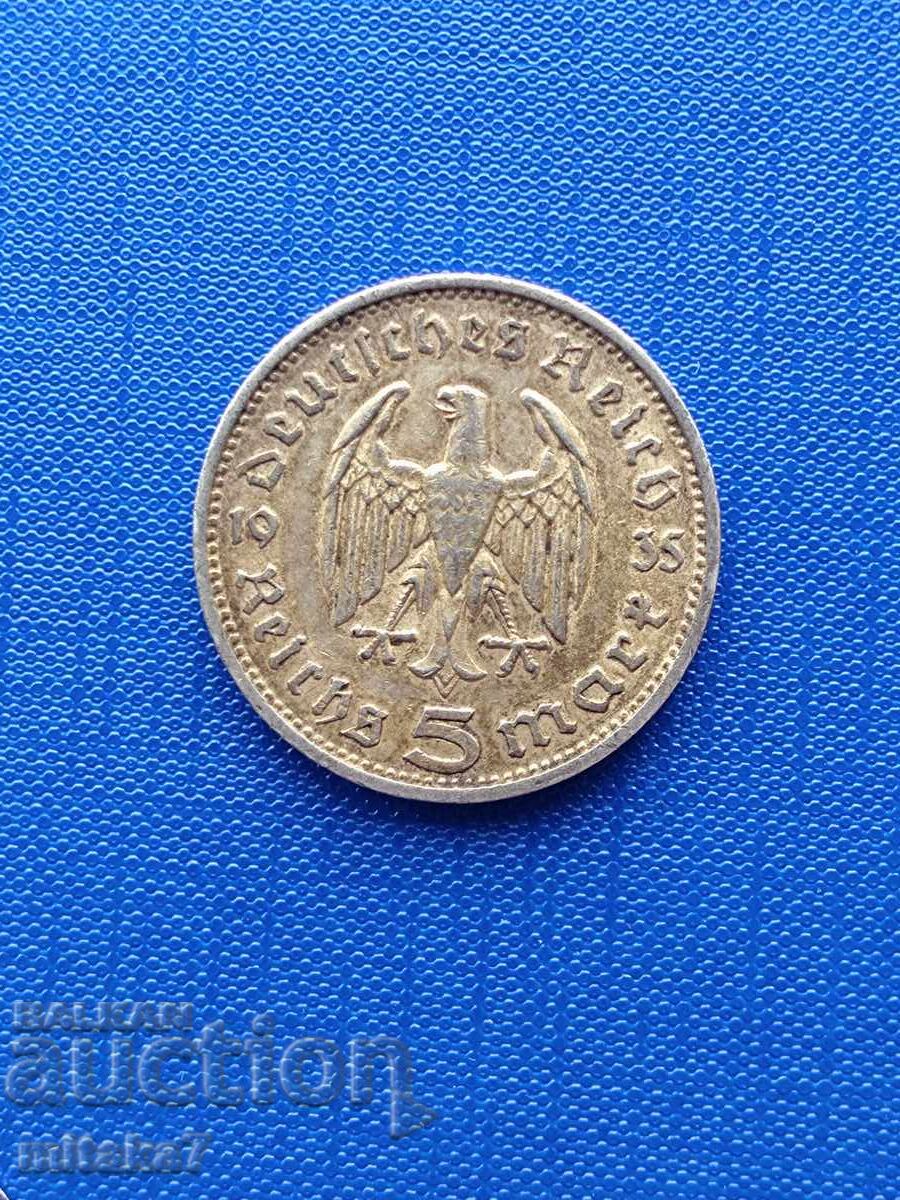 5 марки 1935 година, Германия с цена € 31.70 | 62.00 лв.