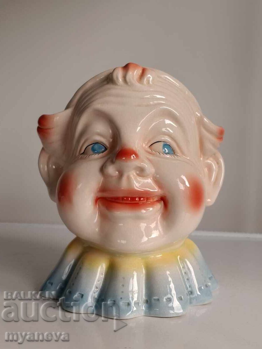 Ретро порцеланова касичка във формата на глава на клоун - 6