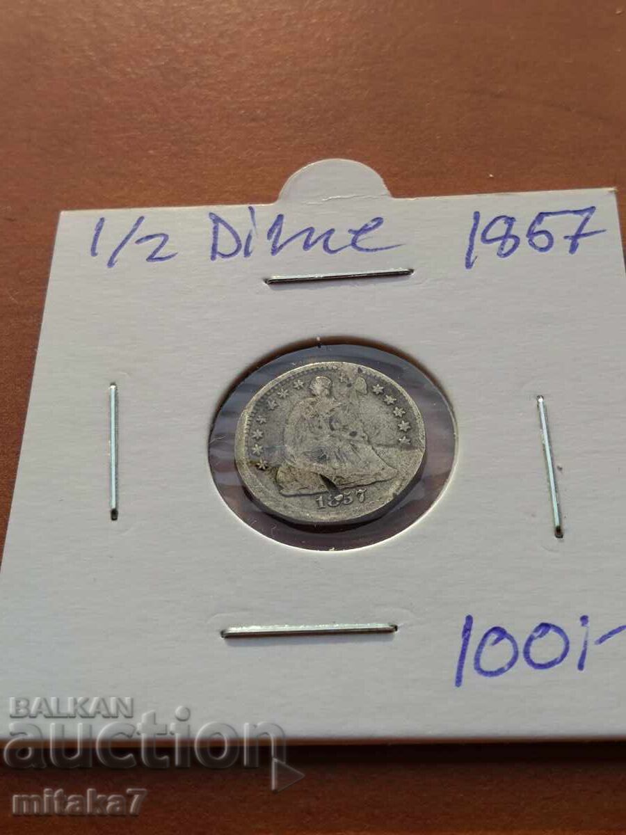 1/2 dime 1857, SUA