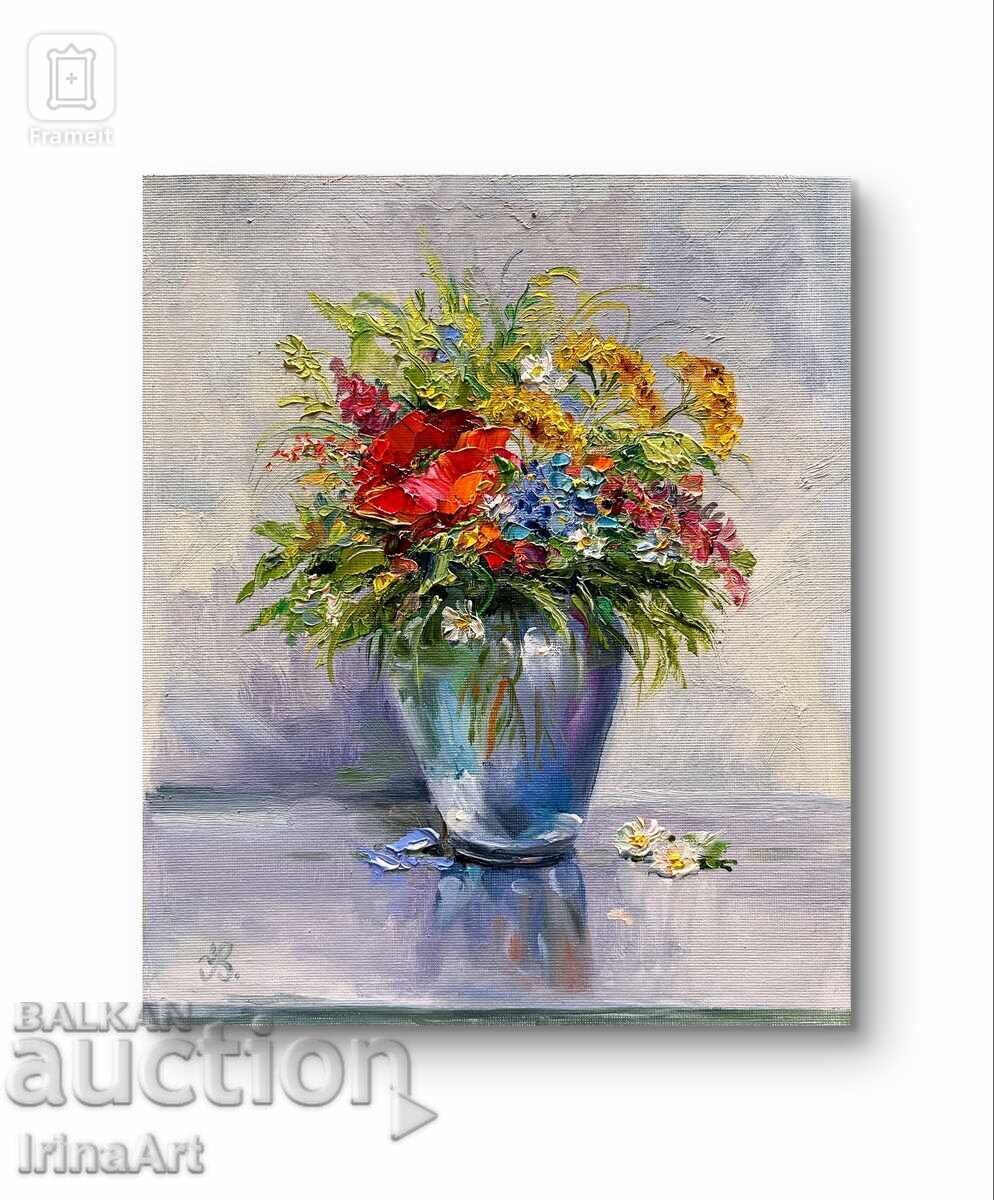 Buchet de vară - I. Vodiană. Ulei pe pânză, 30x25 cm cu preț € 59.00 | 115.39 BGN