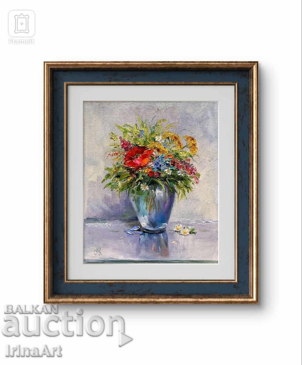 Licitație Buchet de vară - I. Vodiană. Ulei pe pânză, 30x25 cm