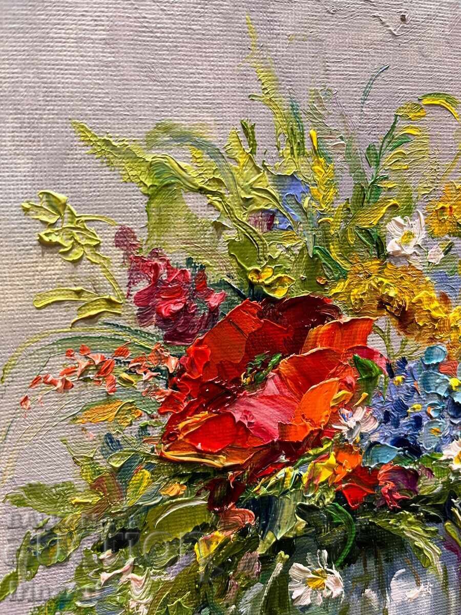 Buchet de vară - I. Vodiană. Ulei pe pânză, 30x25 cm - 11