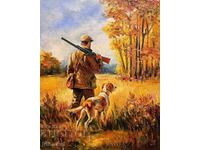 Hunting - I. Vodyana. Oil on canvas, 50x40 cm