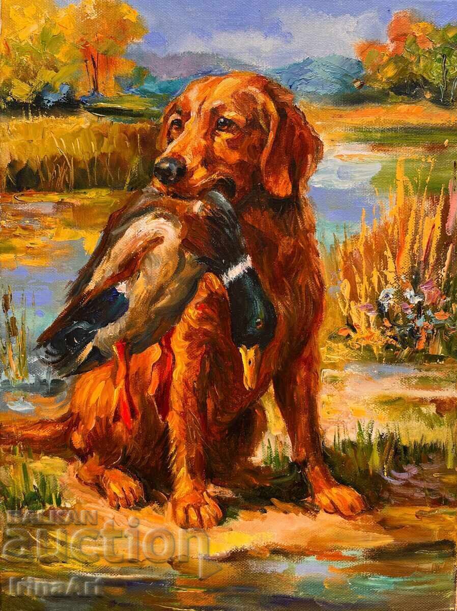 Успешен лов - И. Водяна. Масло, платно, 40х30 см