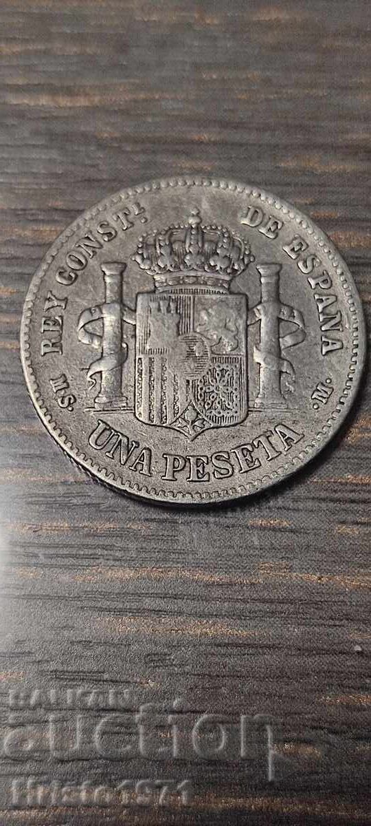 1 Pesetă 1885 cu preț € 17.00 | 33.25 BGN