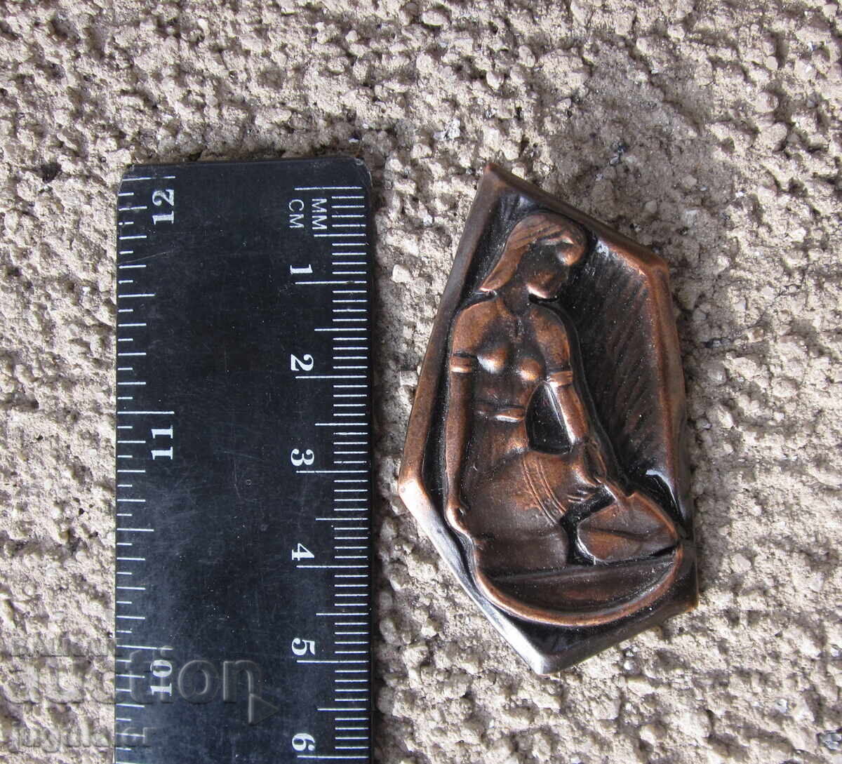 Veche broșă etnografică folclorică bulgărească din cupru - 5 Veche broșă etnografică folclorică bulgărească din cupru - 5