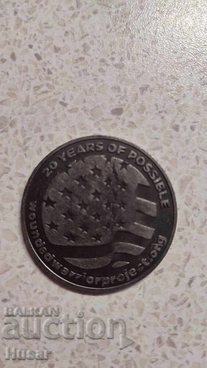 Licitație SUA America placă militară monedă, email