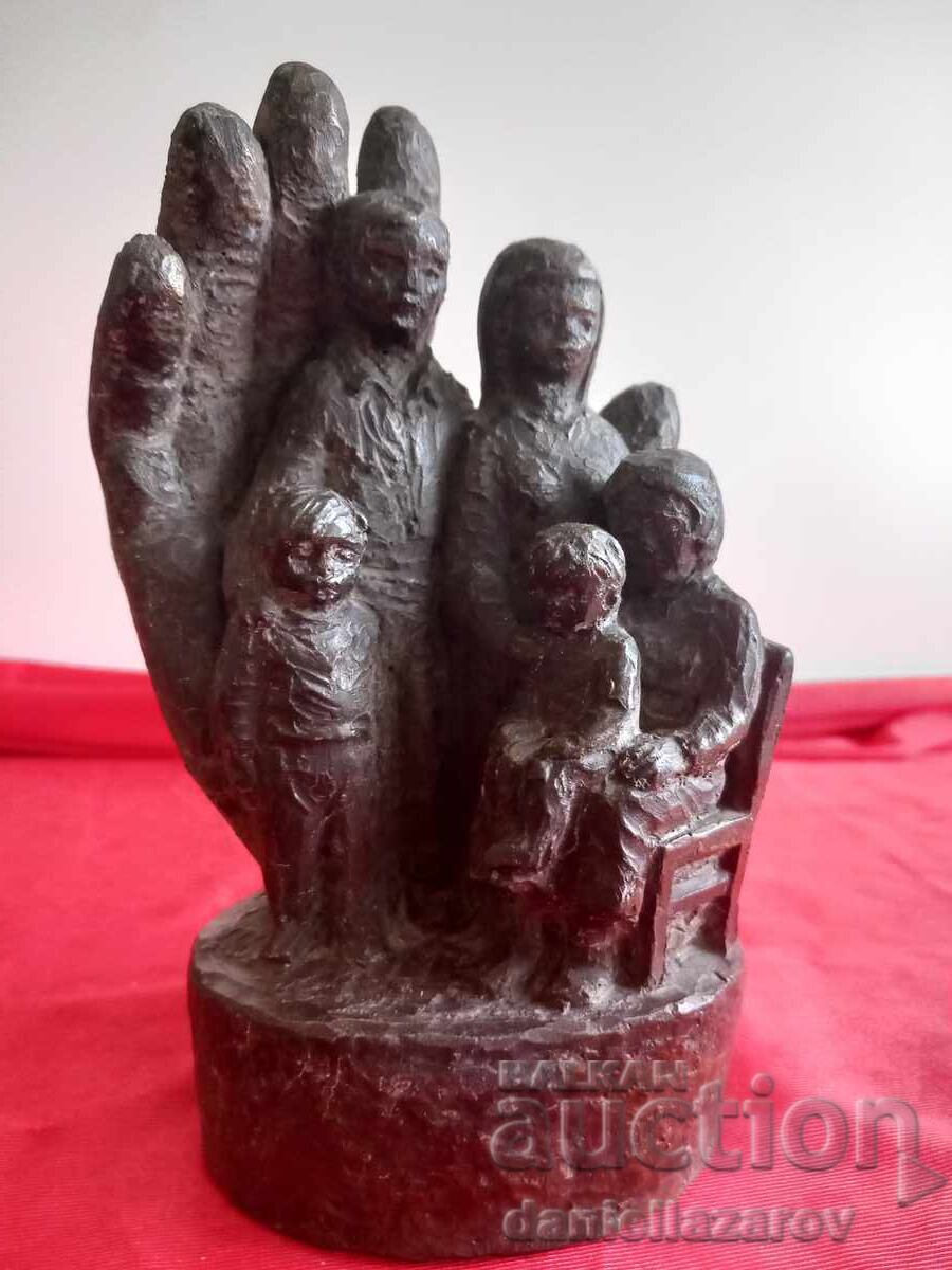 Veche Sculptură de Bronz de Autor, Statuetă, Marcată