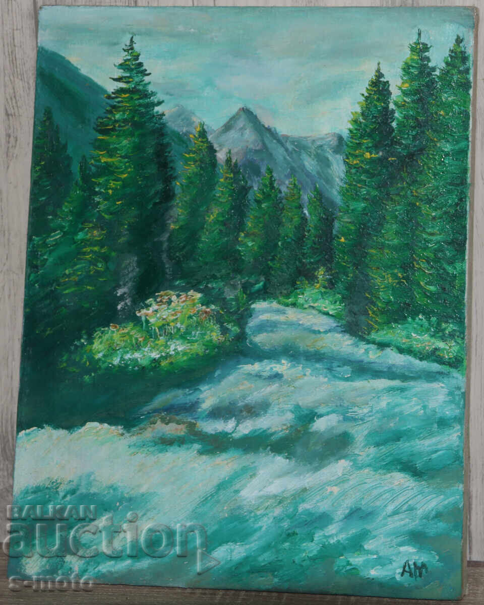 Έργο ζωγραφικής με λάδι, δασικό τοπίο με τιμή € 127.82 | 249.99 BGN