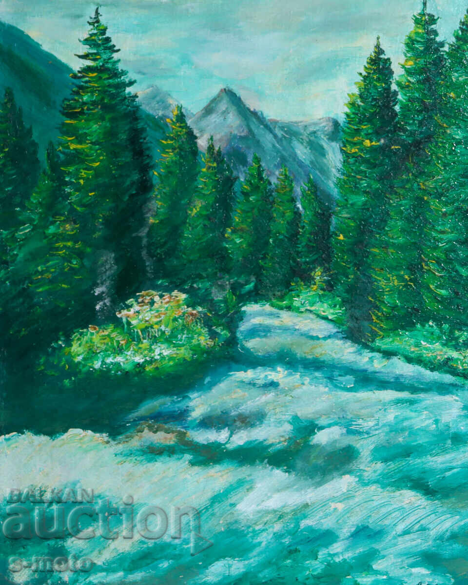 Δημοπρασία Έργο ζωγραφικής με λάδι, δασικό τοπίο