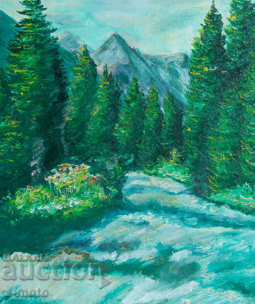 Έργο ζωγραφικής με λάδι, δασικό τοπίο - 5